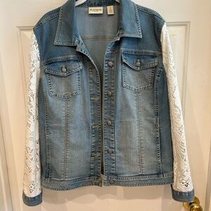 Chicos Denim Jacket with Lace Sleeves